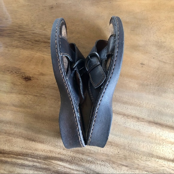 Womens Dark Brown B.O.C. By Born Leather Cross Strap Slide Sandals Shoes 8 EUR39 - Picture 6 of 14